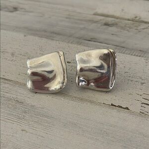 Bat Ami Silver Square Electroform Earrings.